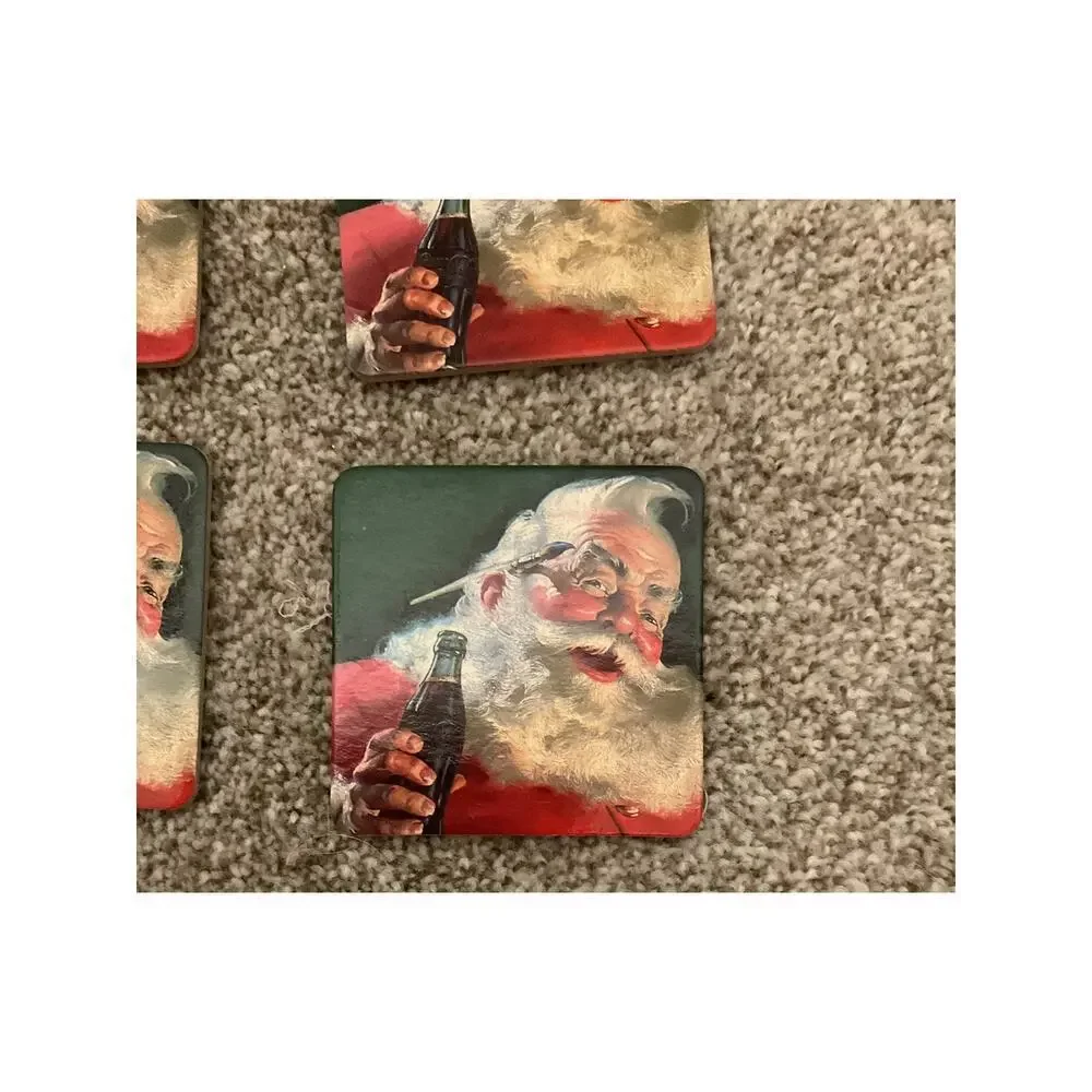Vtg Coca-Cola Santa Claus Christmas Coasters-Set of 4